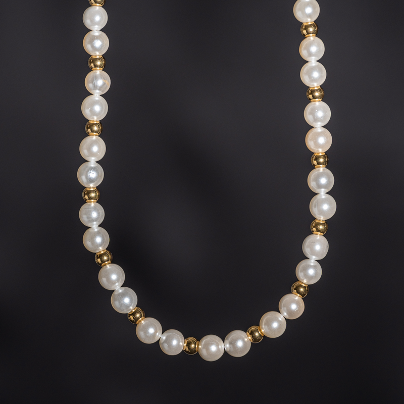 Gold Pearl Necklace Chain - Men's Pearl Necklace | Twistedpendant