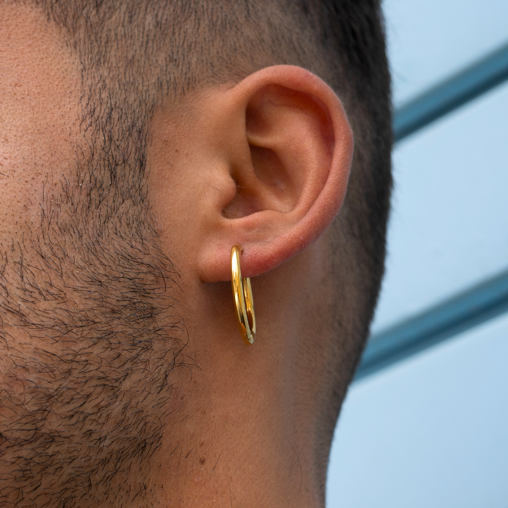 Large Gold Hoop Earrings (25MM) - Mens Hoop Earrings | Twistedpendant