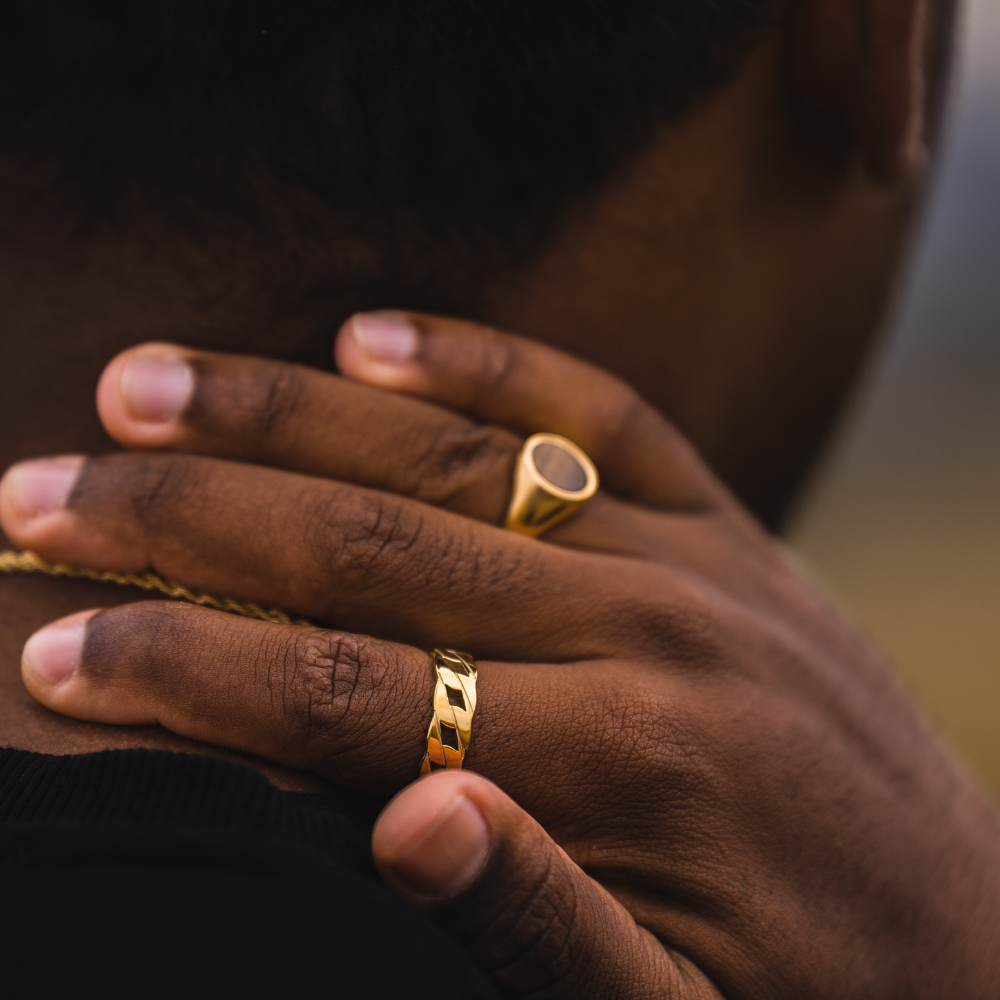Tigers Eye Signet Ring Men - Mens Gold Signet Ring - By Twistedpendant