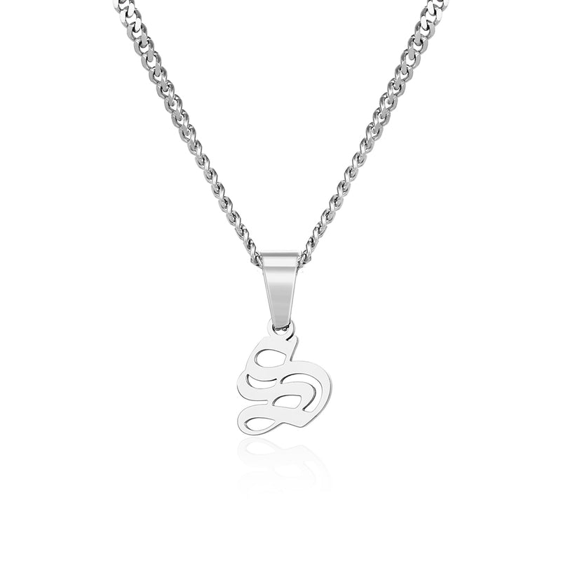 Silver Old English Initial Necklace - Mens Initial Pendant By Twistedpendant