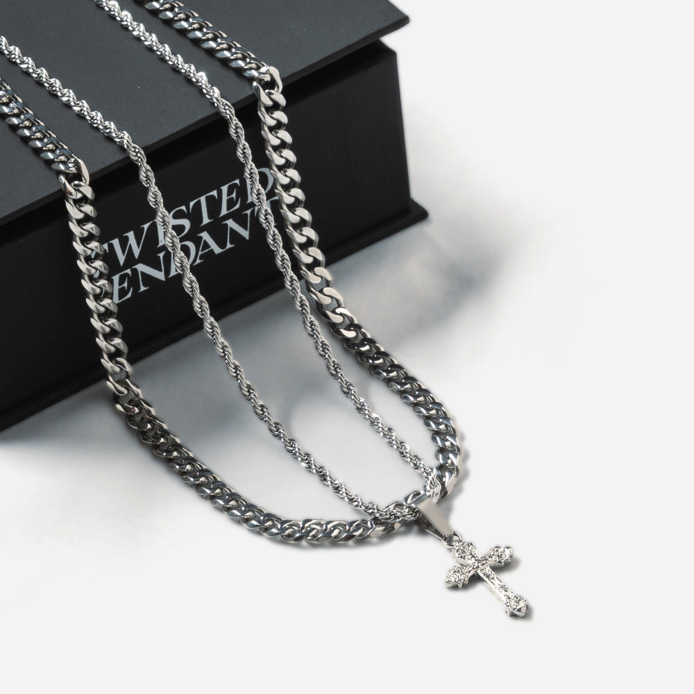 Micro Vintage Cross Set (Silver)