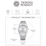 Mens All Silver Watch - Silver Watches For Men - By Twistedpendant