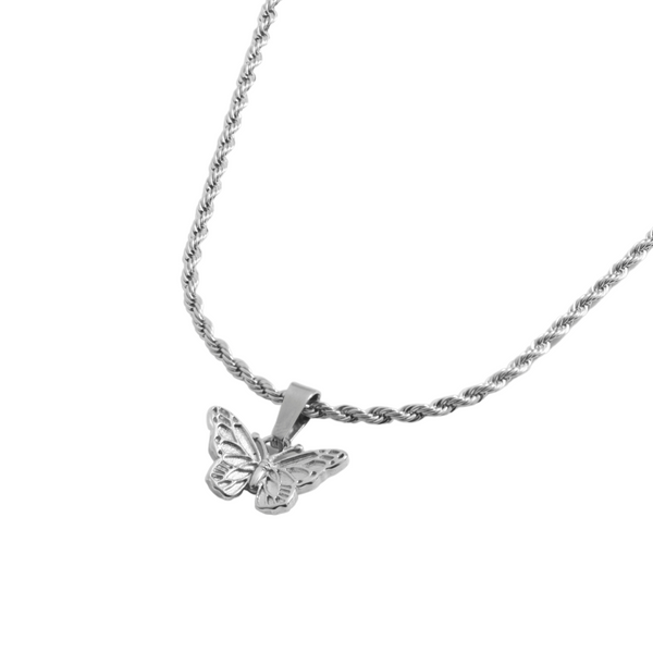 Silver Butterfly Pendant Necklace - Silver Necklace For Men By Twistedpendant