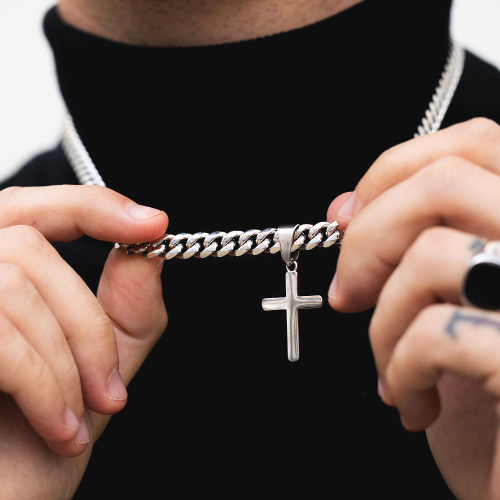 Thick Silver Cross Choker Chain - Cross Choker Chain By Twistedpendant