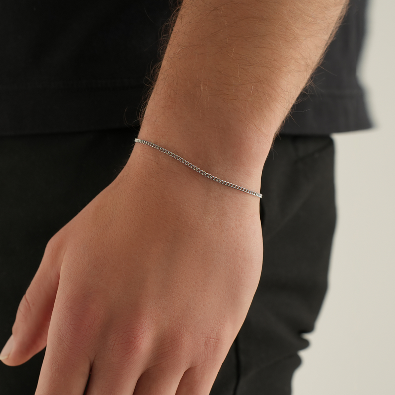 Thin Silver Bracelet Chain - Mens Sterling Silver Chain