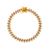 Two Tone Gold Plated Miami Pave Chain Bracelet For Men - By Twistedpendant