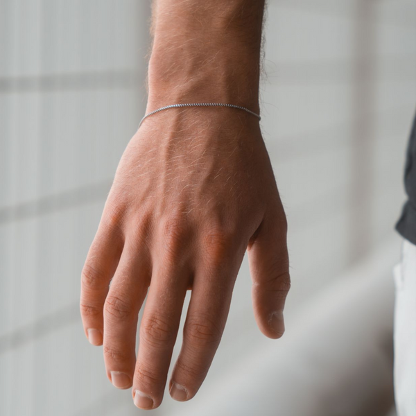 Thin Silver Box Chain (1MM) For Men - Mens Bracelets | Twistedpendant