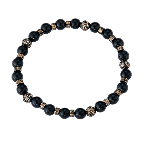 Gold Onyx Beaded Bracelet Chain (6MM) - Men's Bead Bracelet | Twistedpendant