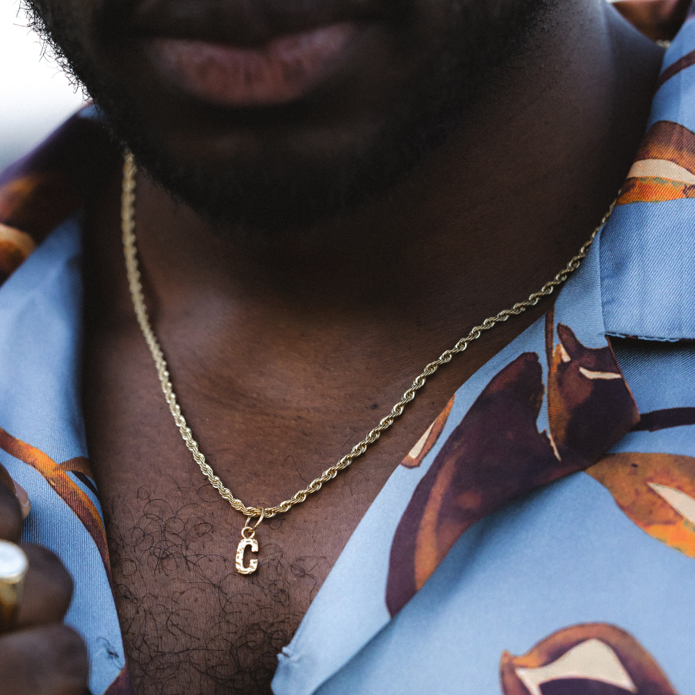 Mens Vintage Initial Necklace - Gold Letter Pendant - By Twistedpendant