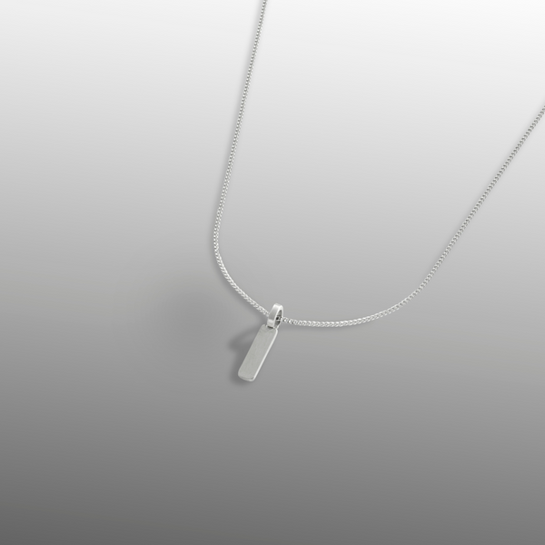 Silver Matte Bar Pendant Necklace - Silver Necklace For Men By Twistedpendant