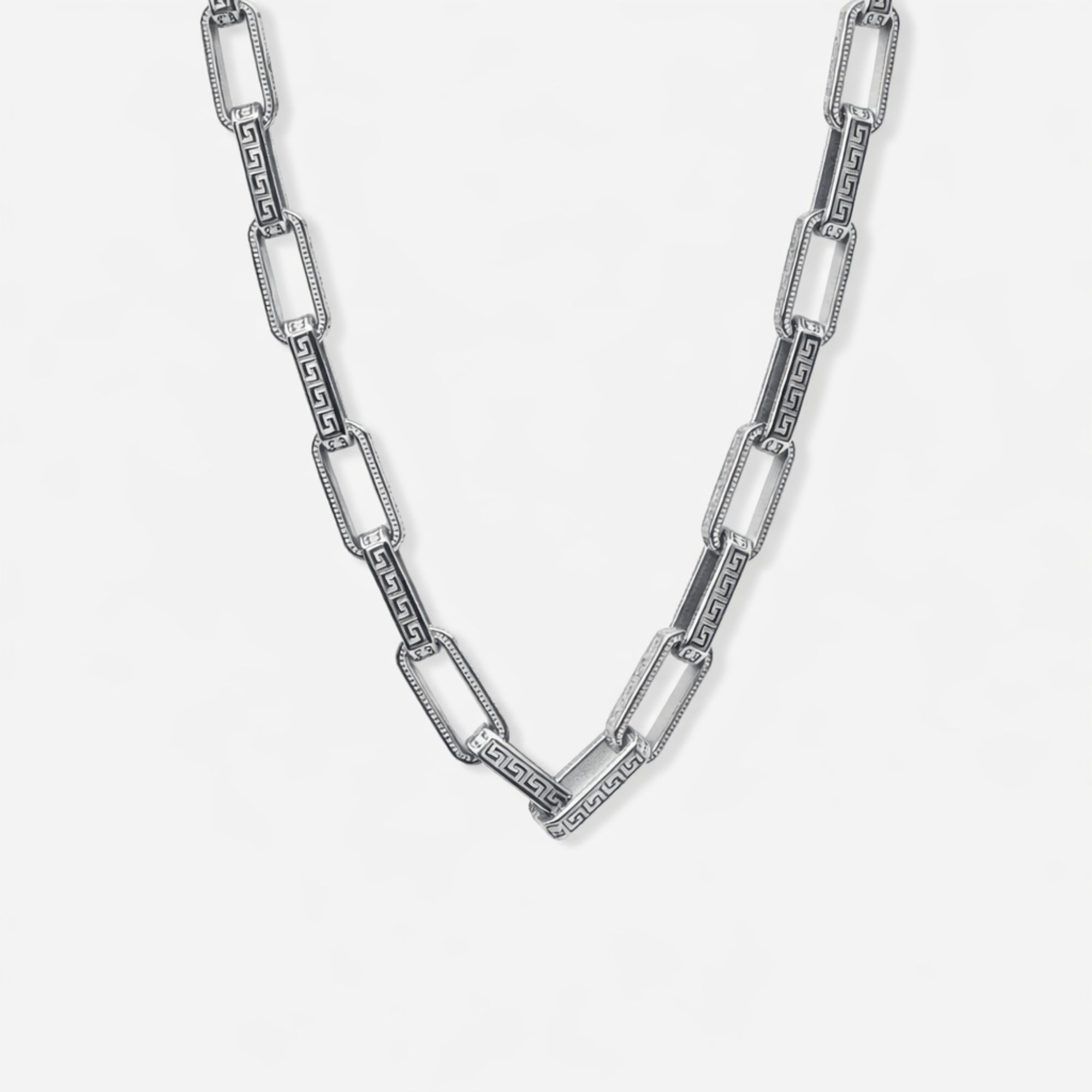 Greek Key Chain - Silver