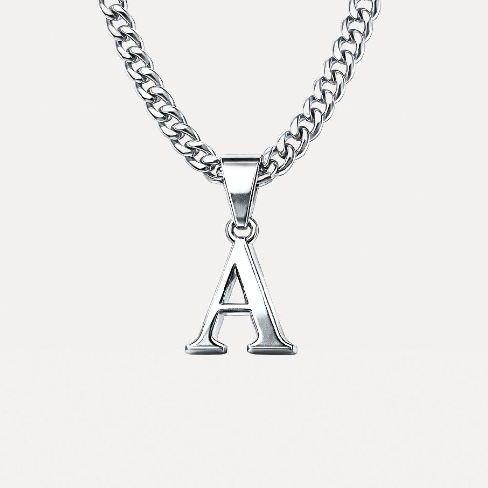 Mini Initial with Cuban Chain - Silver