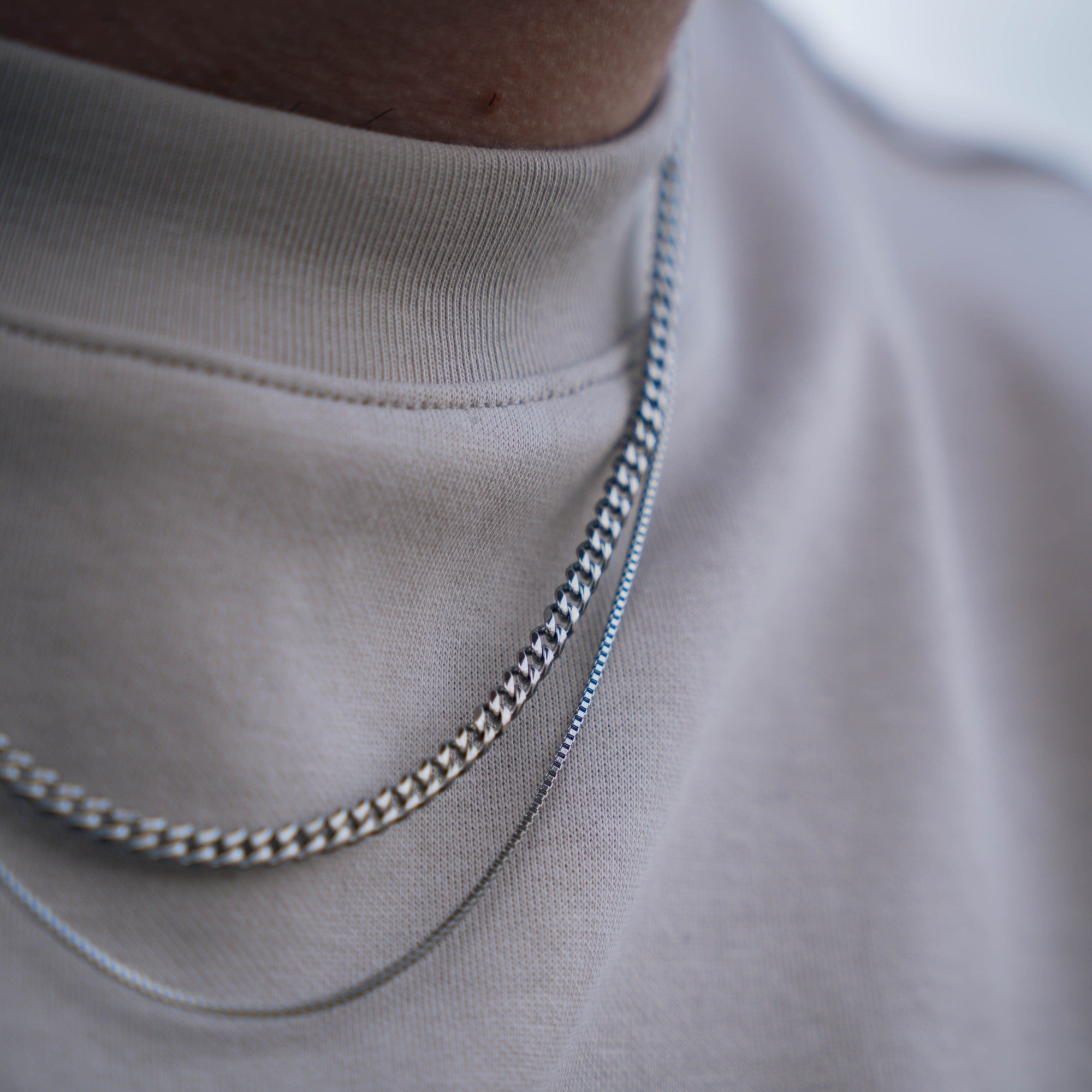 Silver Cuban + Rope Stack Chain Necklace Set For Men By Twistedpendant