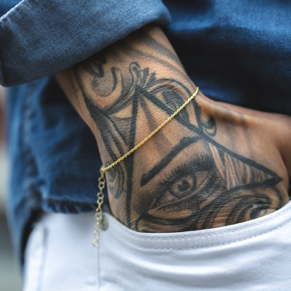 18K Gold Thin Rope Bracelet - Mens Rope Bracelets | By Twistedpendant