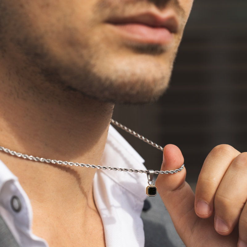 Mini Onyx Pendant | Black Onyx Necklace For Men - By Twistedpendant