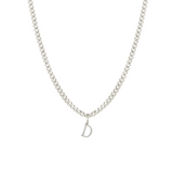 Mini Silver Initial with 3mm Cuban Chain