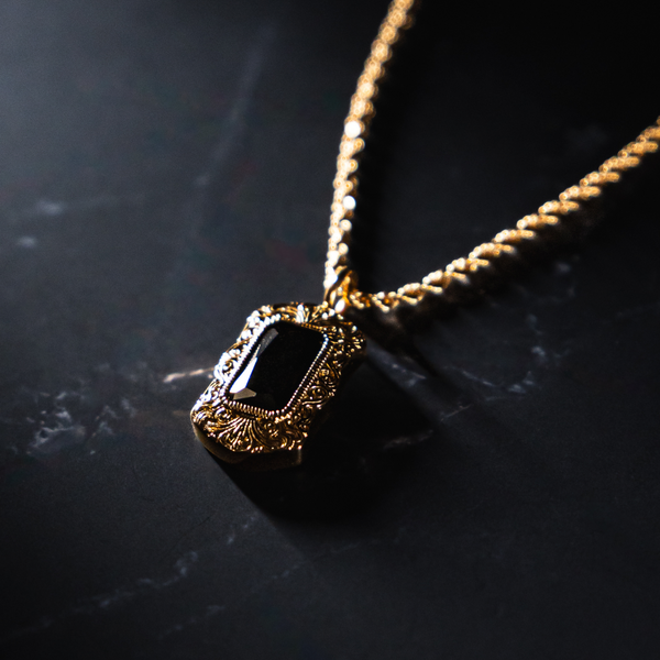 Black & Gold Diamond Pendant Necklace For Men By Twistedpendant
