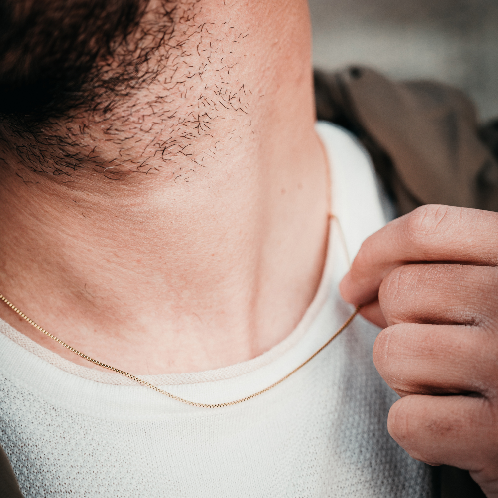 Thin Gold Box Chain For Men - By Twistedpendant