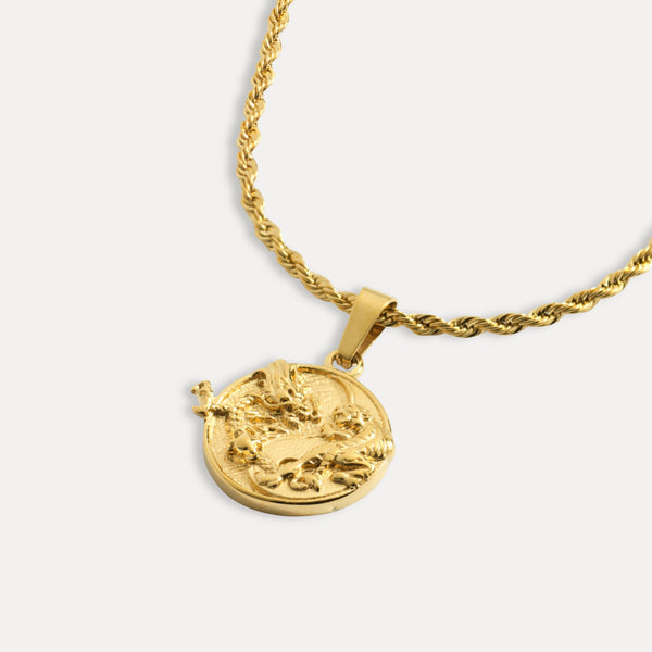 18K Gold Dragon Tiger Pendant | Ying Yang Necklace | Twistedpendant