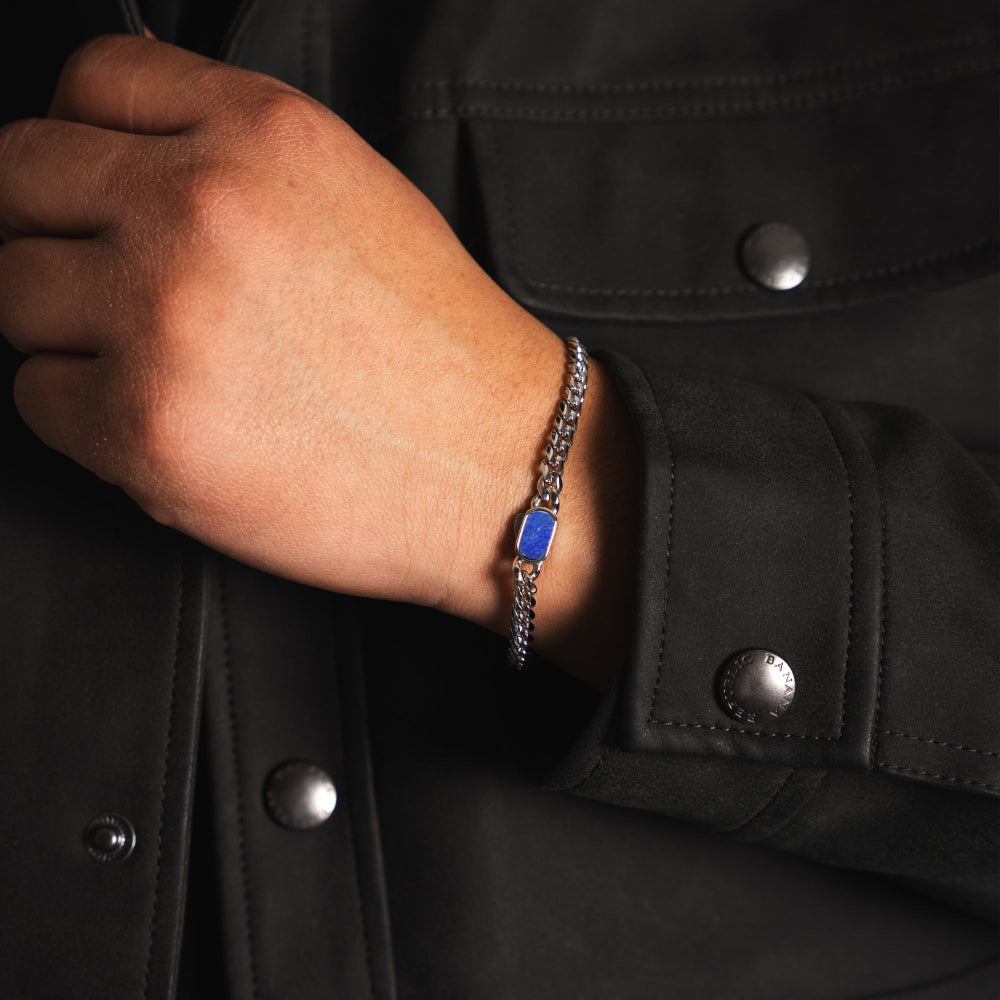 Mens Bracelet - Lapis Lazuli Cuban Bracelet For Men 
