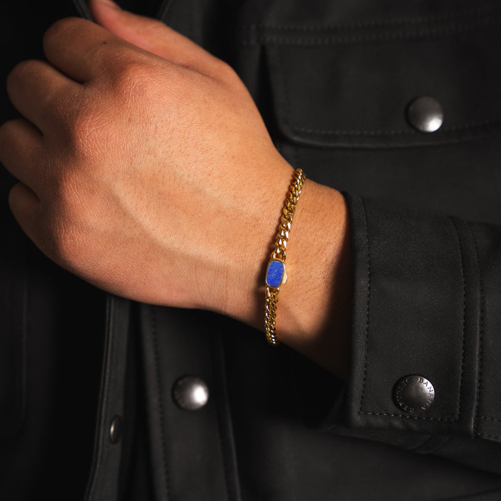 Mens Bracelet - Lapis Lazuli Cuban Bracelet For Men 