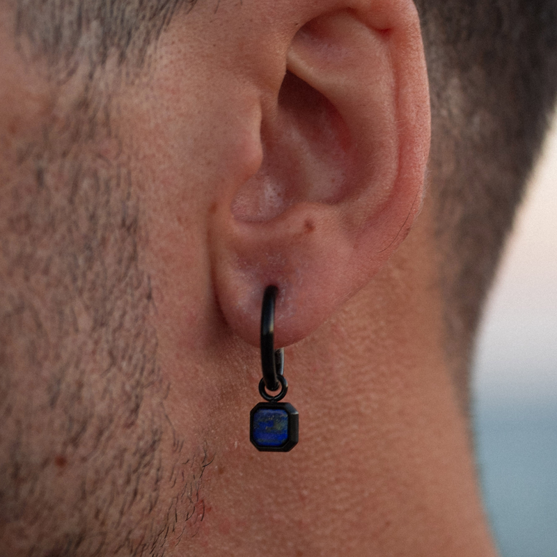 Mens Dangle Earring - Lapis Lazuli Dangle Earrings By Twistedpendant
