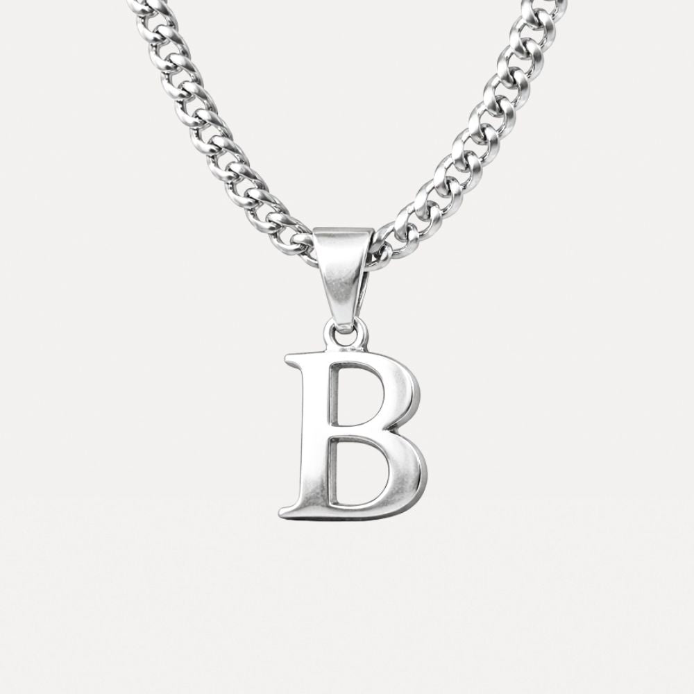 Mini Initial with Cuban Chain - Silver
