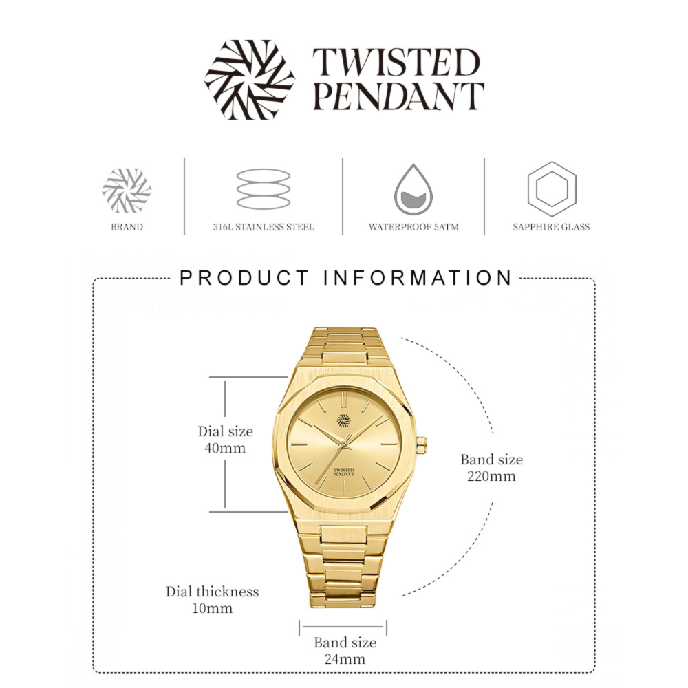Mens All Gold Watch - Gold Watches For Men - By Twistedpendant