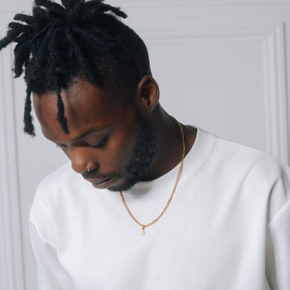 Gold Initial Necklace For Men - By Twistedpendant