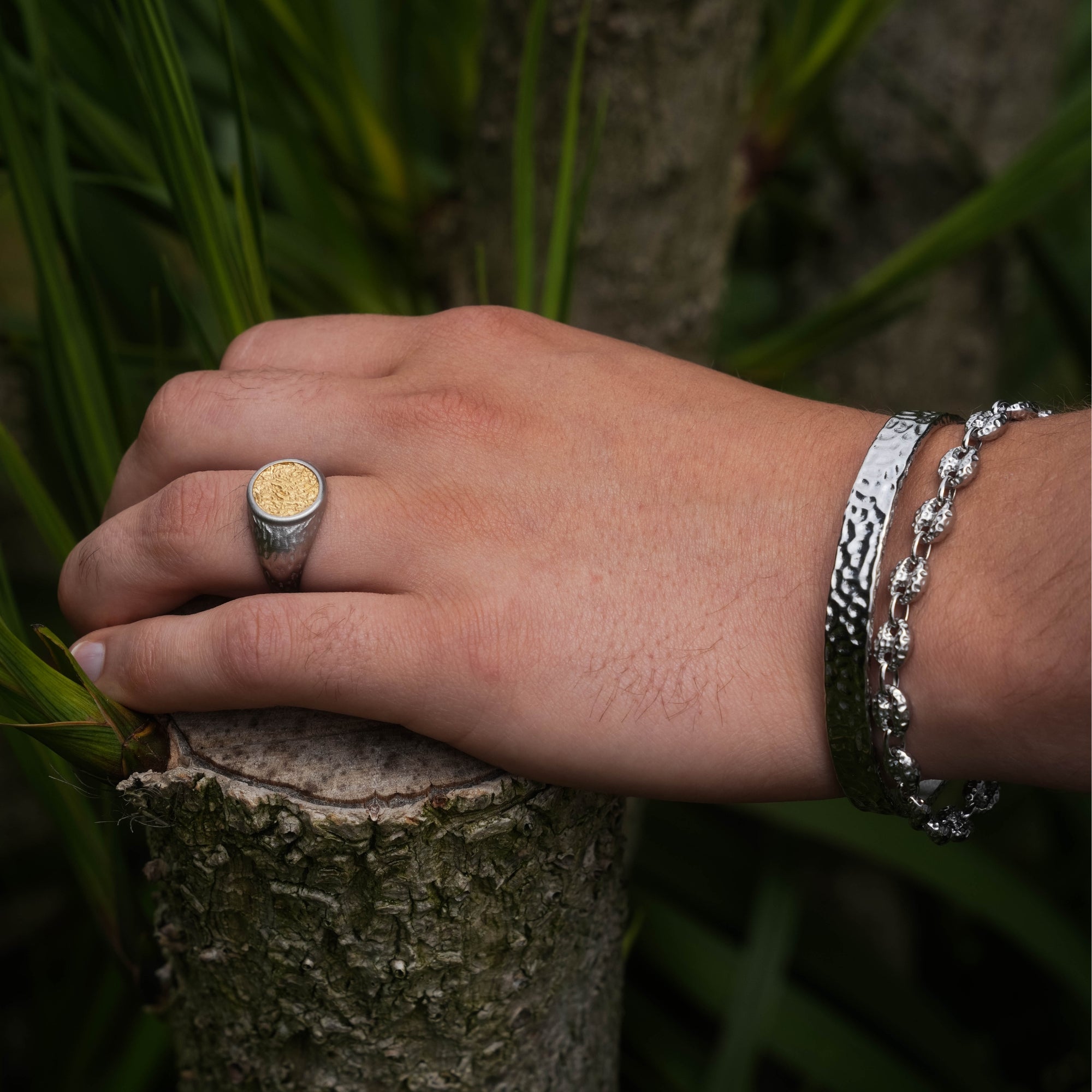 Silver Cuff + Mariner Stack Bracelet