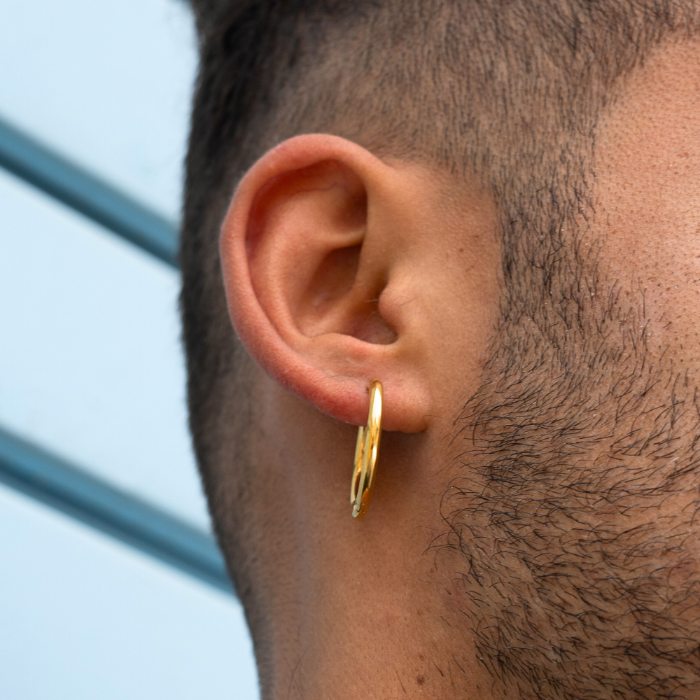 Large Gold Hoop Earrings (25MM) - Mens Hoop Earrings | Twistedpendant