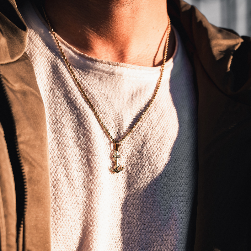 Anchor Necklace - Gold Anchor Pendant For Men - By Twistedpendant