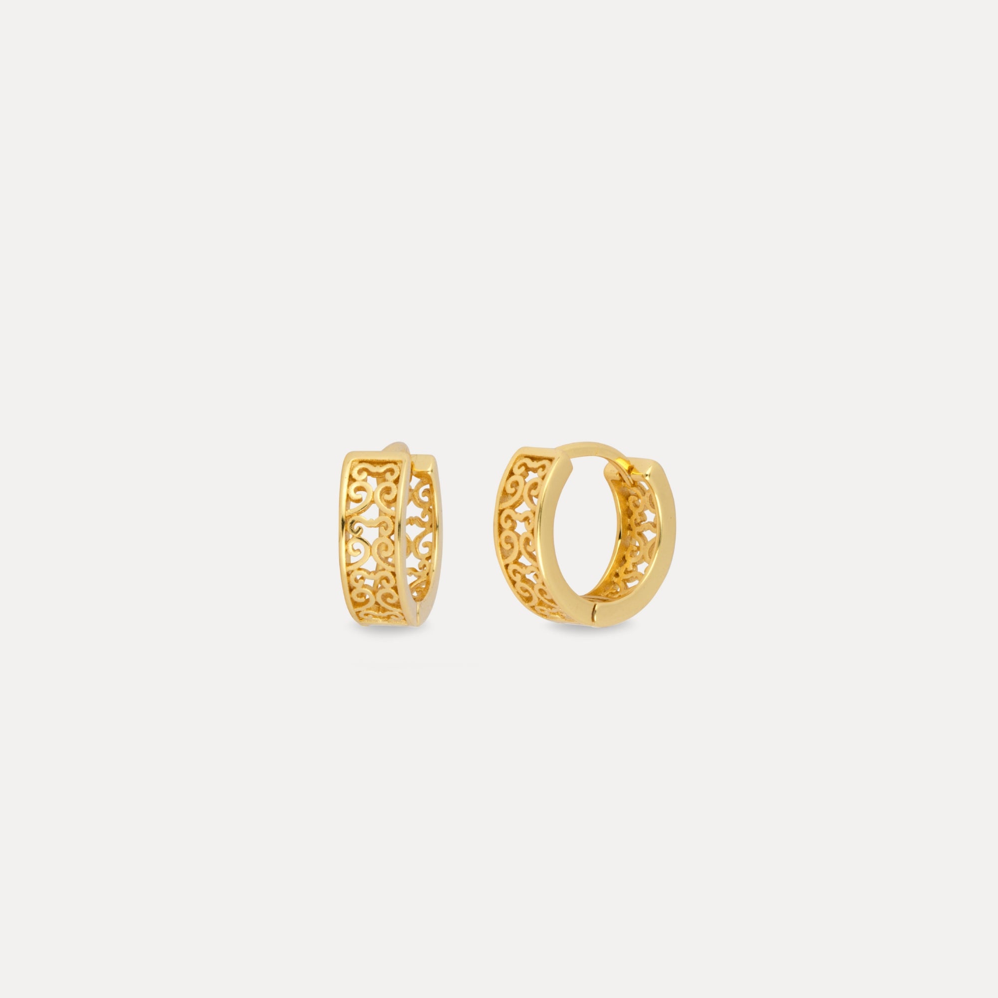 Vintage Gold Patterned Hoop Earrings - Mens Earrings By Twistedpendant