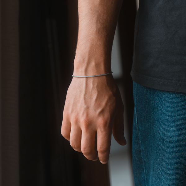Thin Silver Snake Bracelet - Snake Bracelets For Men | By Twistedpendant
