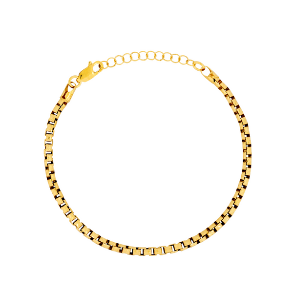 Mens Bracelet, 23K Gold Box Chain Bracelet - By Twistedpendant