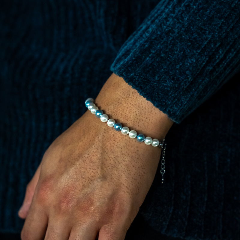 Blue Shell Pearl Bracelet Chain (6MM) - Men's Pearl Bracelet | Twistedpendant