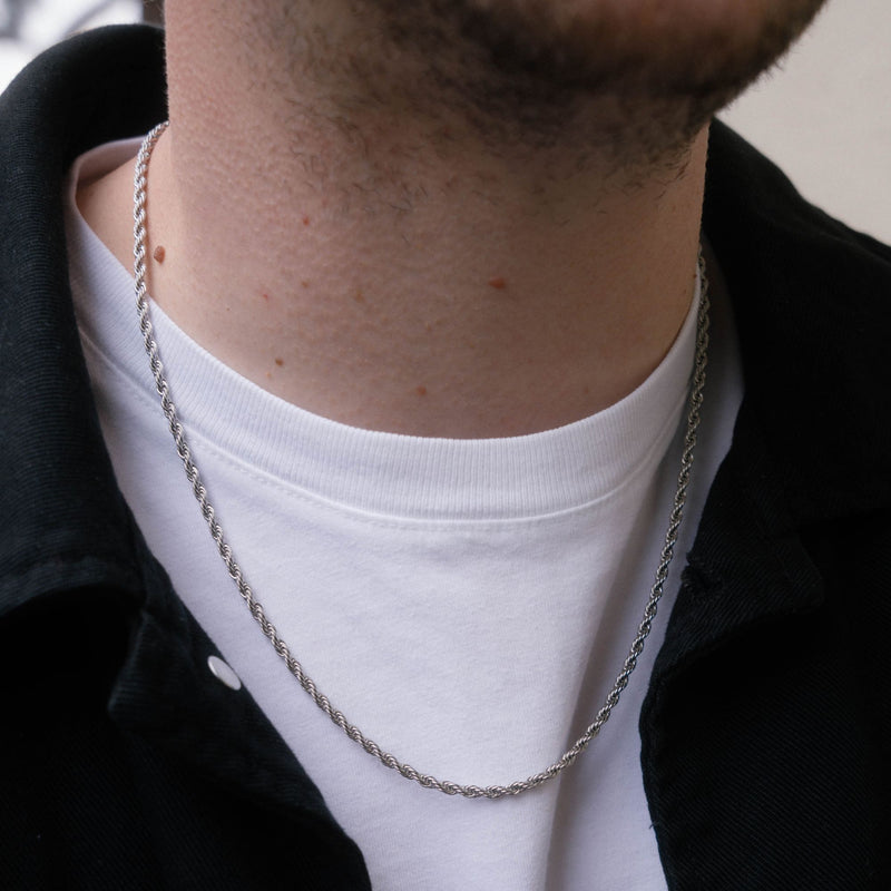 Silver Rope Chain Necklace - Mens Necklace Chain | By Twistedpendant