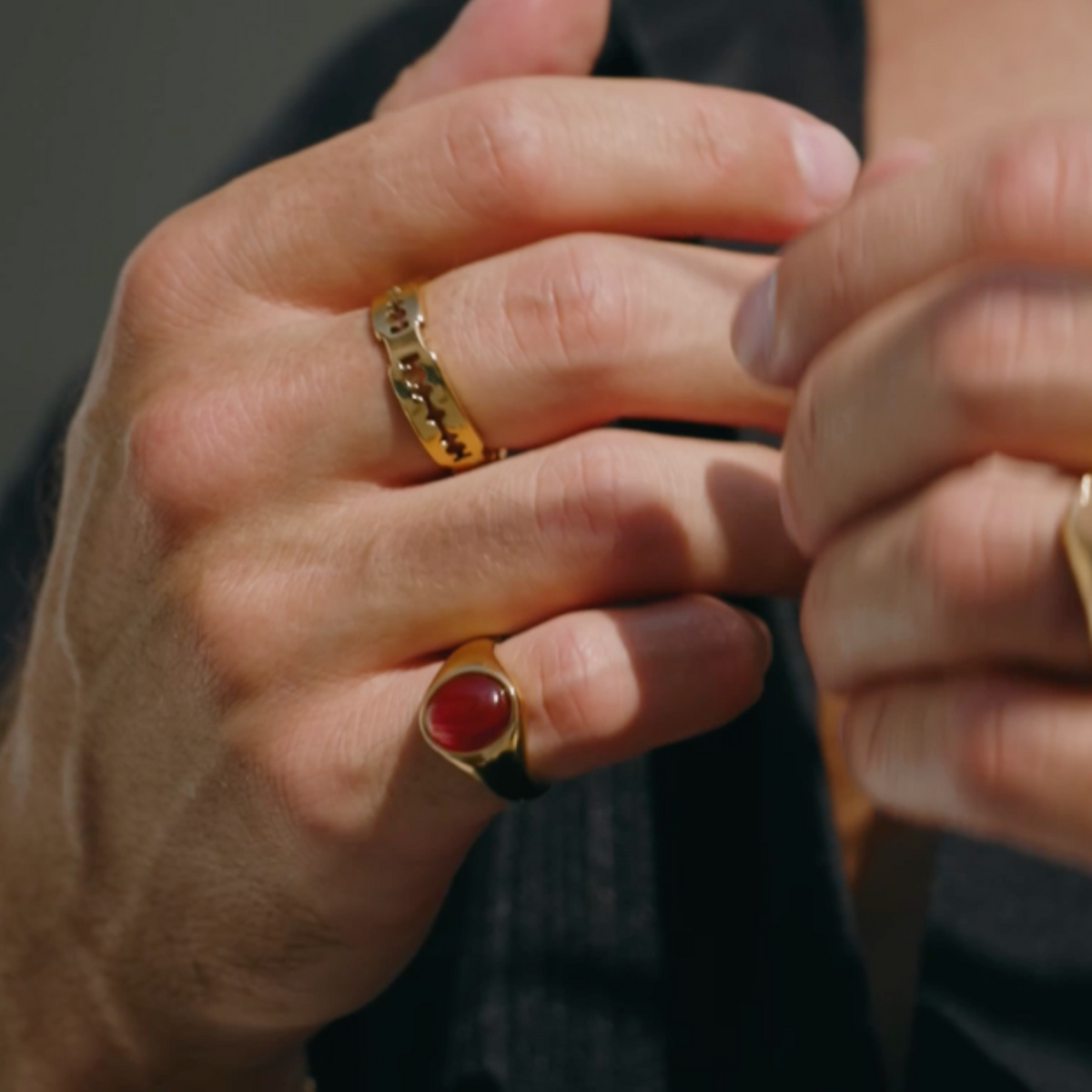 Red Agate Signet Ring - Gold