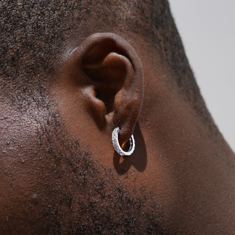 Mens Diamond Hoop Earrings | Mens Silver Earrings - Twistedpendant