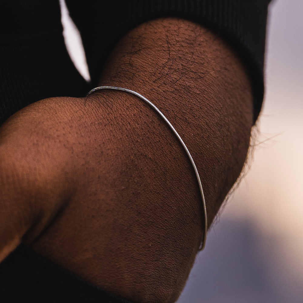 Thin Silver Snake Bracelet - Thin Bracelets For Men | By Twistedpendant