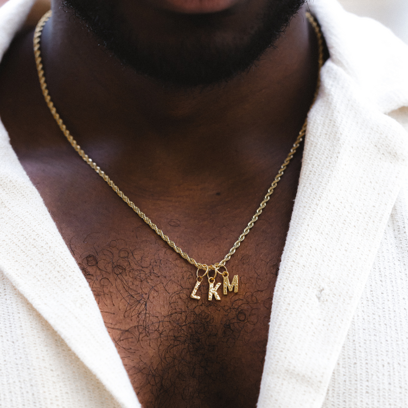 Mens Initial Necklace - Gold Name Monogram Necklace - By Twistedpendant