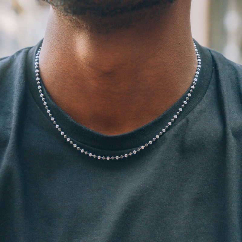 Black & White Moon Cut Chain - Mens Ball Bead Chain | By Twistedpendant