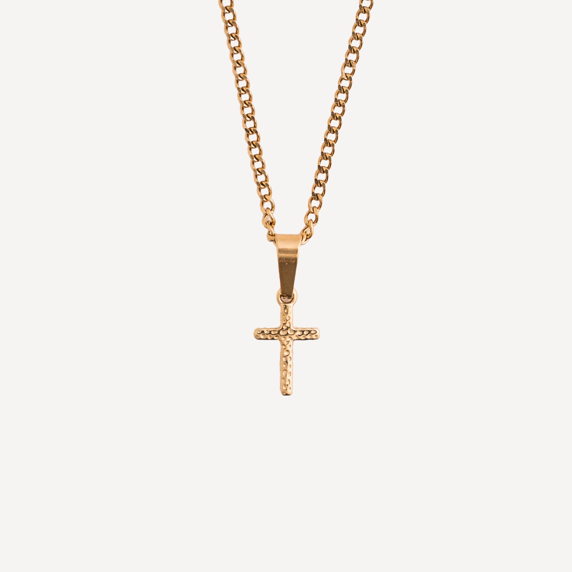 Micro Hammered Cross - Gold