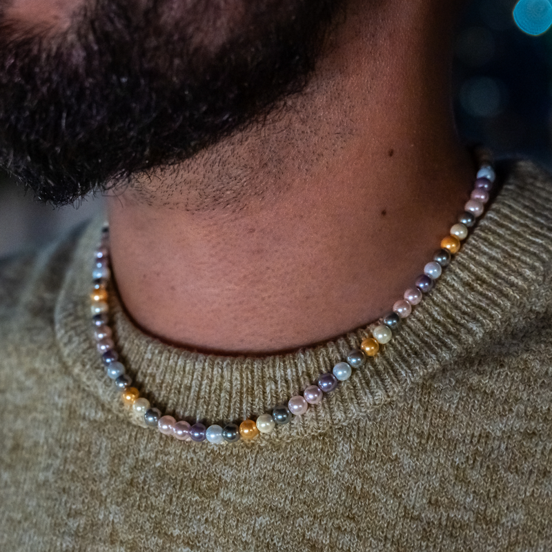Multi Colour Pearl Chain - Men's Pearl Necklace | Twistedpendant