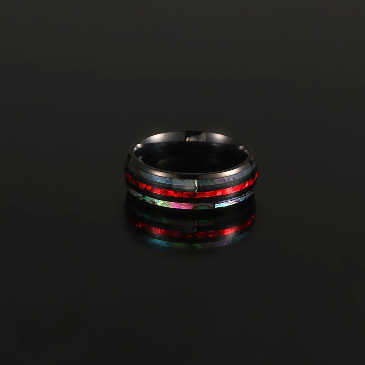 Red Fire Opal Ring - Black