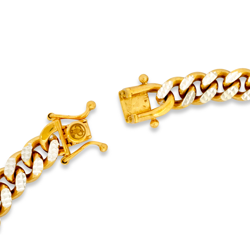 Two Tone Gold Plated Miami Pave Chain Bracelet For Men - By Twistedpendant