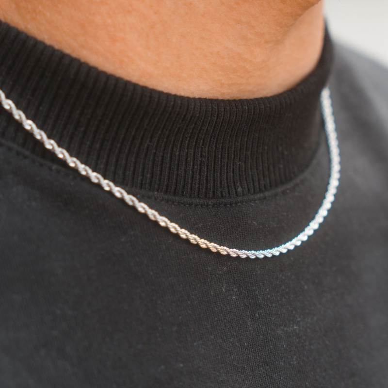 Thin Silver Rope Chain - Minimalist Chain For Men By Twistedpendant