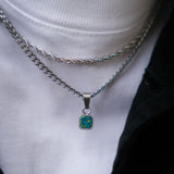 Mini Opal Pendant | Green Opal Necklace For Men - By Twistedpendant