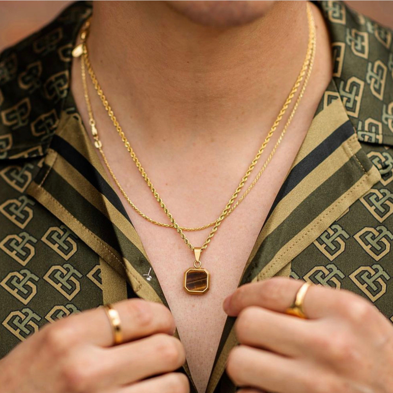 Mens gold rope chain 18k deals