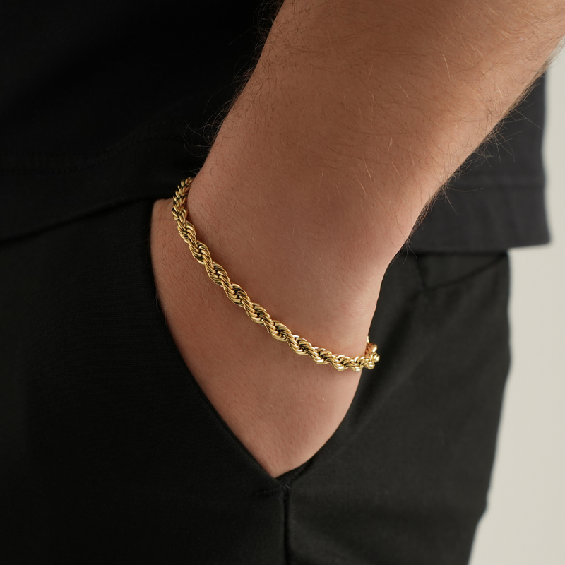 Italian Gold 3.8mm Rope Chain Bracelet in 14K Gold - 7.5